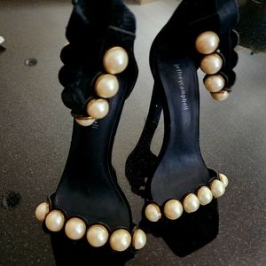 Black Heels with pearls 8.5